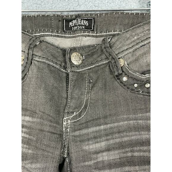 Vintage Pepe Jeans London Women's Jewel Embroidered 25 Jeans Gray United Kingdom - Picture 3 of 12